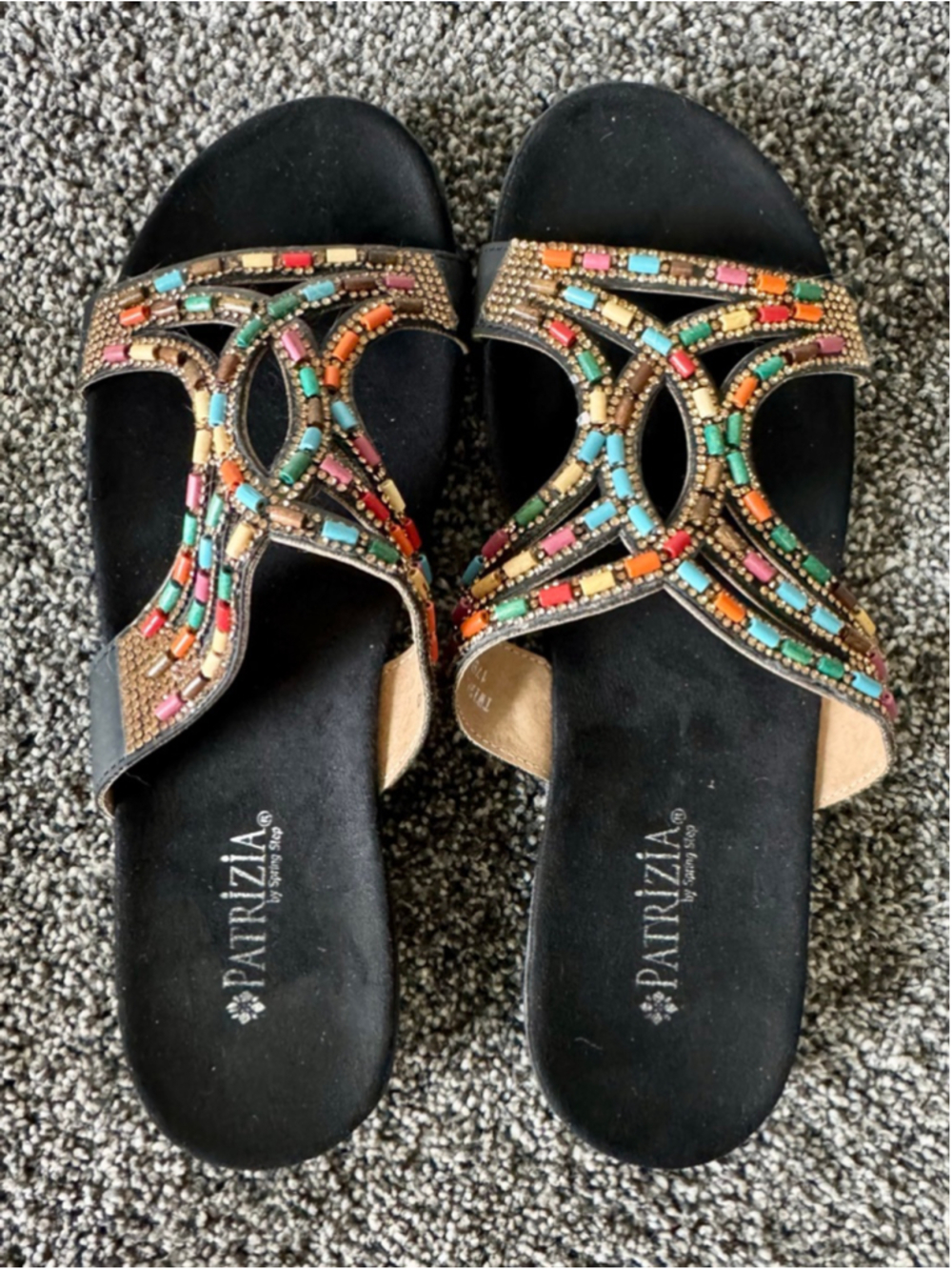 Women's Patrizia Beaded Twirling Sandal in Black Size 9
